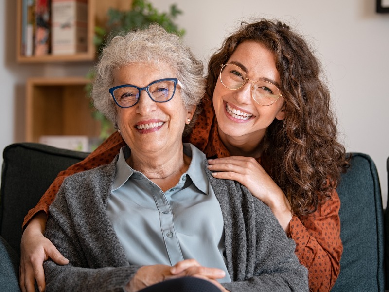 senior mother and daughter