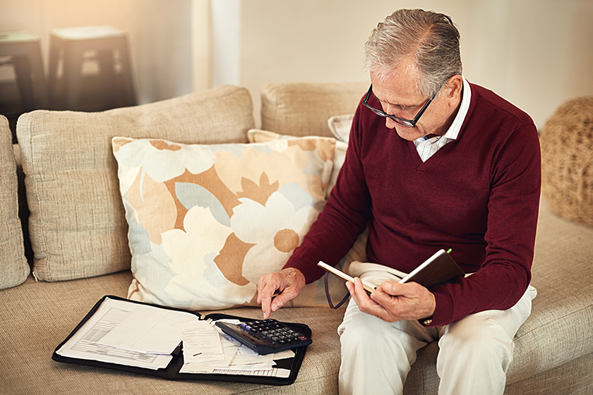 senior man budgeting